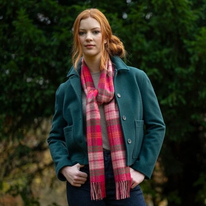 Bowhill Lochcarron Hunting Rose Tartan Lambswool Scarf