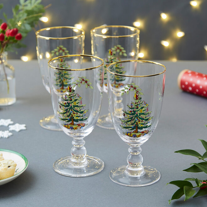 Christmas Tree Pedestal Goblets Set