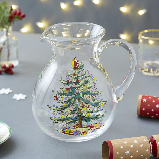 Christmas Tree Glass Pitcher