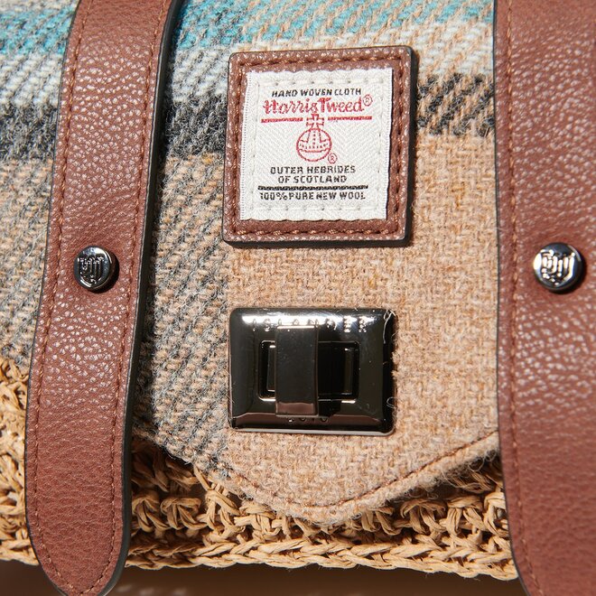 Harris Tweed Islander Check Mini Straw Satchel