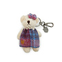 Harris Tweed Pink & Blue Tartan Teddy Bear Keyring