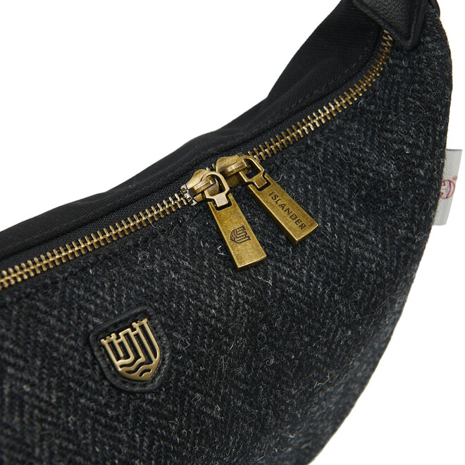 Harris Tweed Black & Grey Herringbone Luna Bag