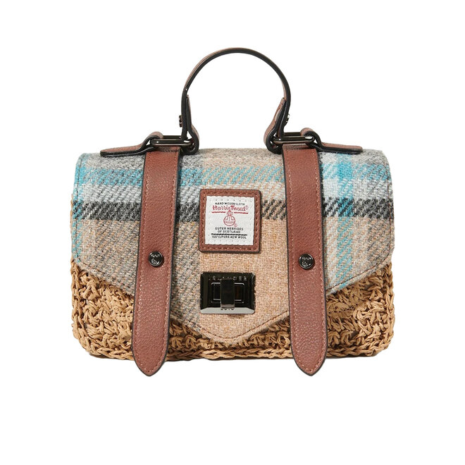 Harris Tweed Islander Check Mini Straw Satchel