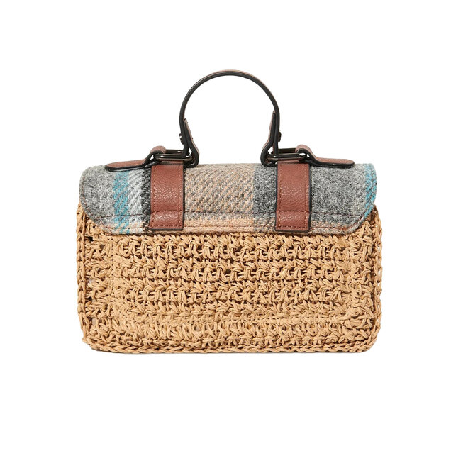 Harris Tweed Islander Check Mini Straw Satchel