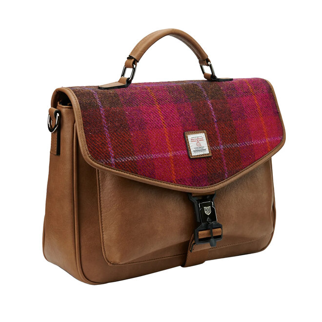 Harris Tweed Fuchsia Tartan Laptop Bag