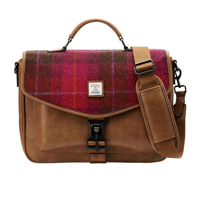 Harris Tweed Fuchsia Tartan Laptop Bag