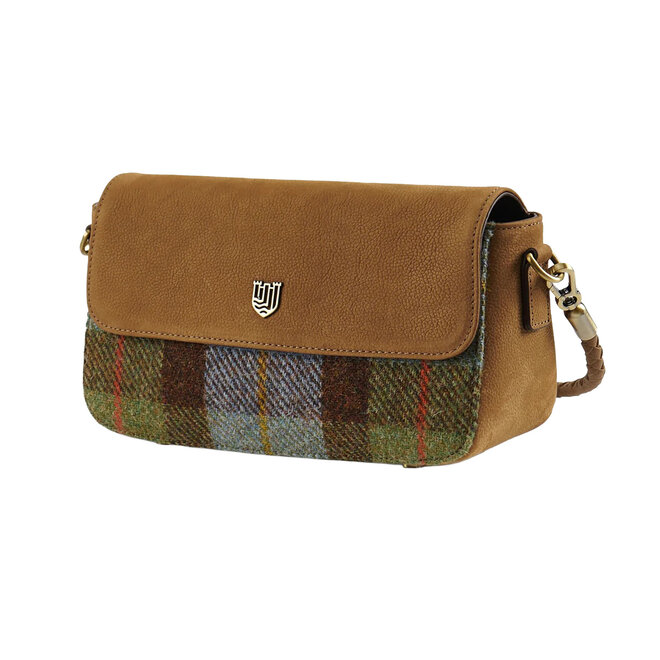 Harris Tweed Chestnut & Blue Tartan Caithness Clutch