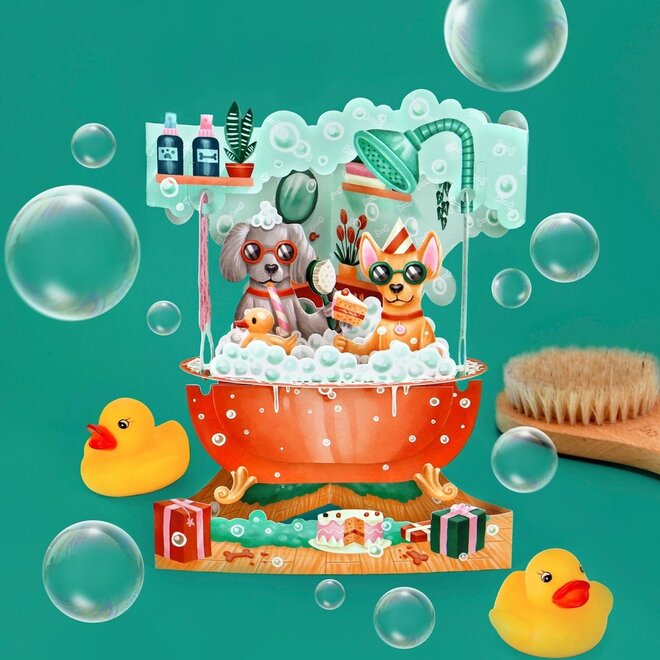 Doggy Bath Time Swing Card
