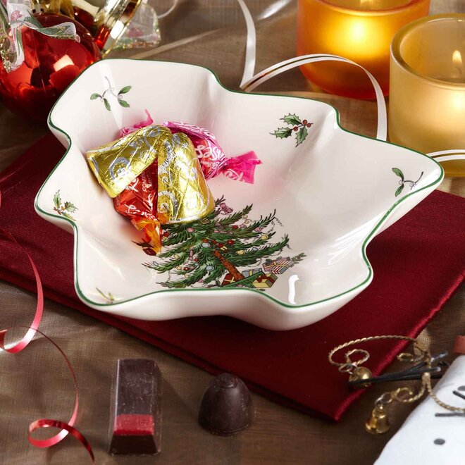 Christmas Tree Shaped Tree Dish 14"