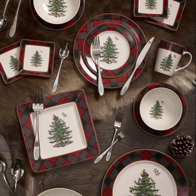 Christmas Tree Tartan Salad Plate
