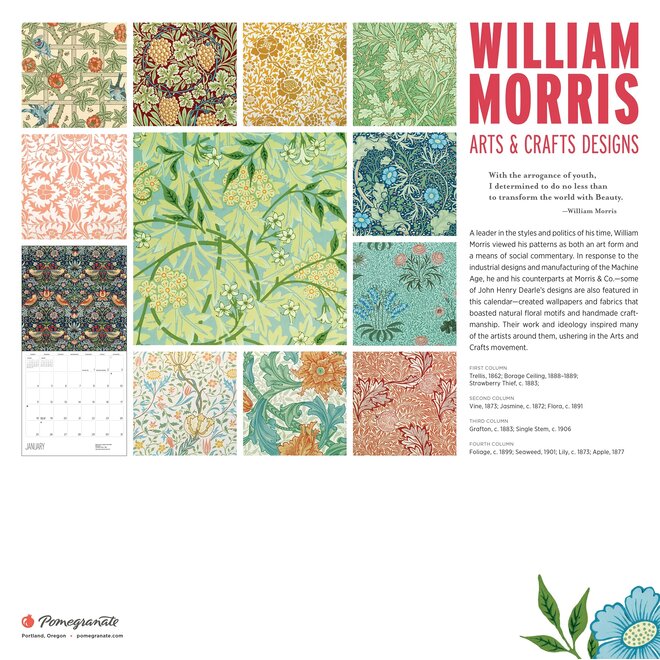 William Morris: Arts & Crafts Designs 2026 Wall Calendar