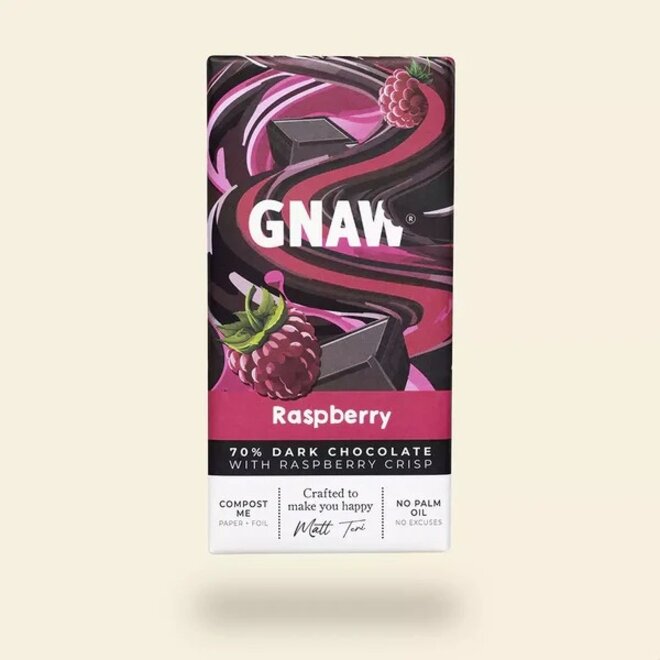 Gnaw 70% Dark Raspberry Chocolate Bar 80g