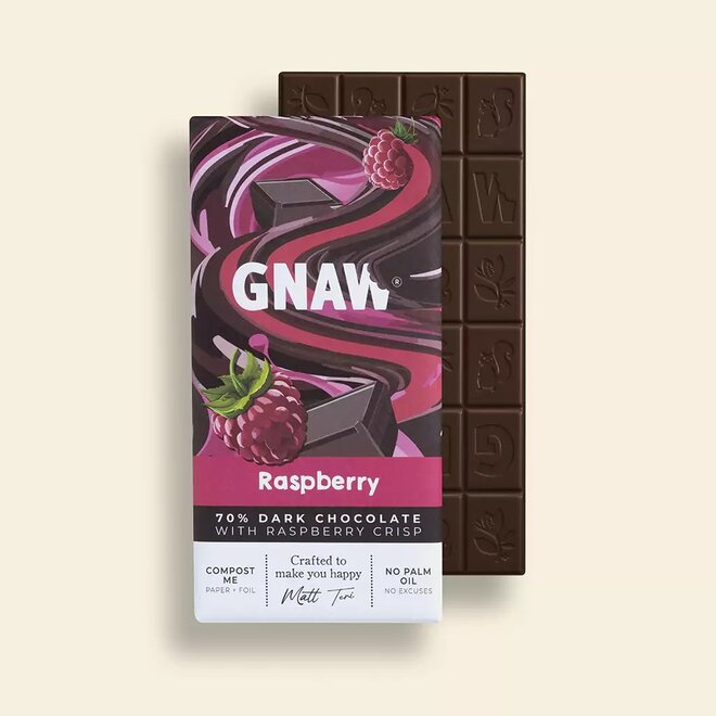 Gnaw Raspberry 70% Dark Chocolate Bar