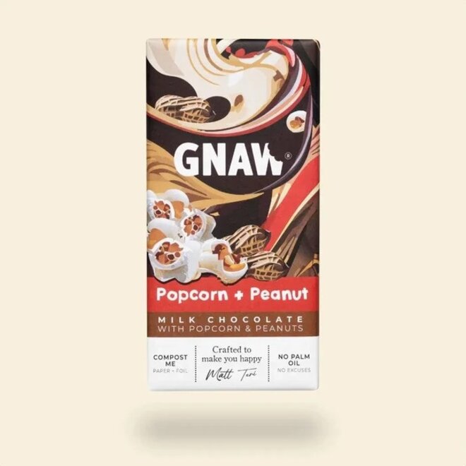 Gnaw Popcorn & Peanut Milk Chocolate Bar 80g
