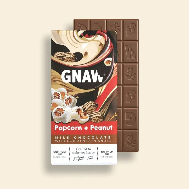 Gnaw Popcorn & Peanut Milk Chocolate Bar 80g