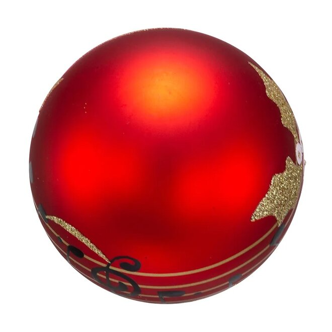 Red Glass Ball Ornament With Music Notes