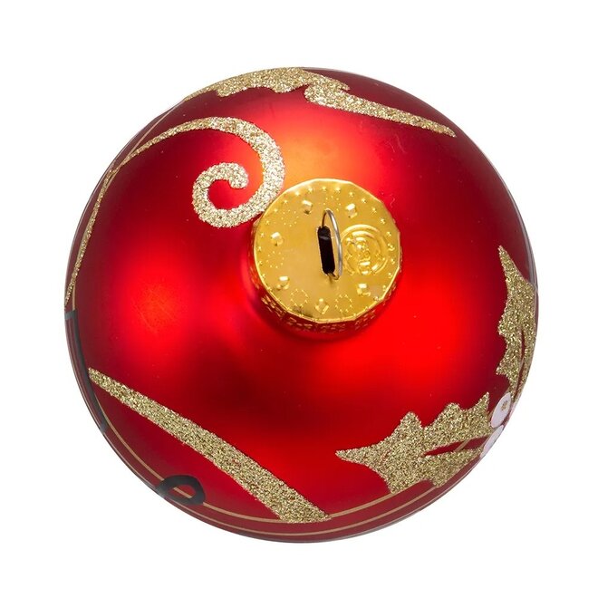 Red Glass Ball Ornament With Music Notes