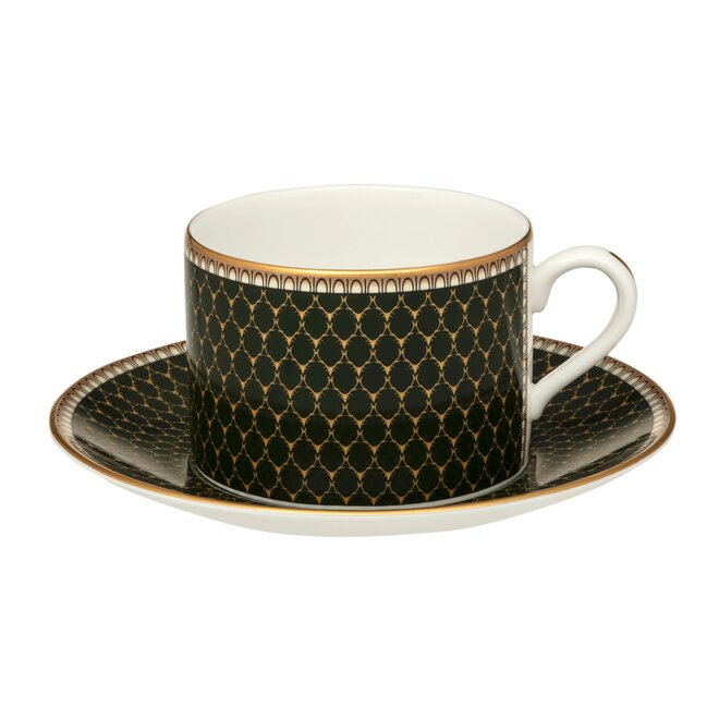Antler Trellis Dark Green Teacup & Saucer