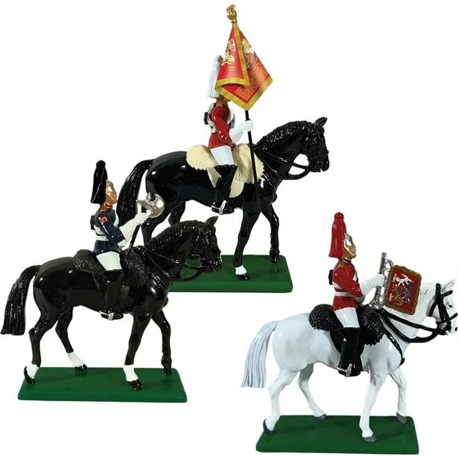 3 Mounted Life Guard Command Figurines