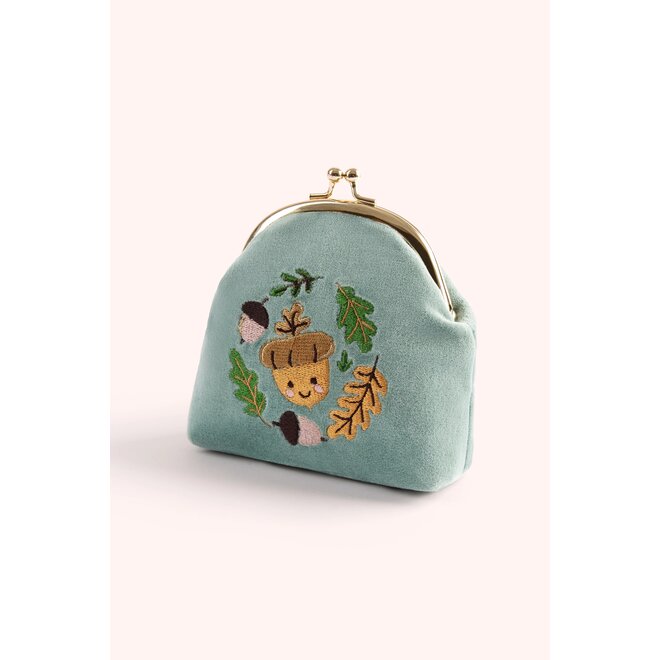 Happy Acorn Velvet Coin Purse