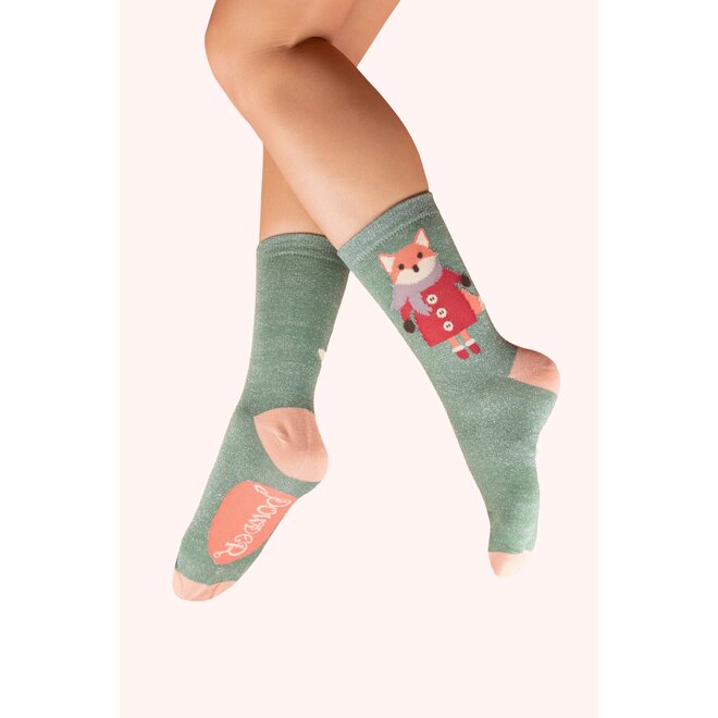 Glitter Cosy Fox Ankle Socks