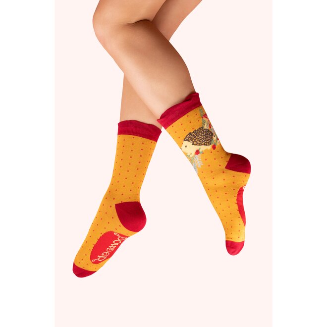 Nesting Hedgehog Mustard Women's Ankle Socks