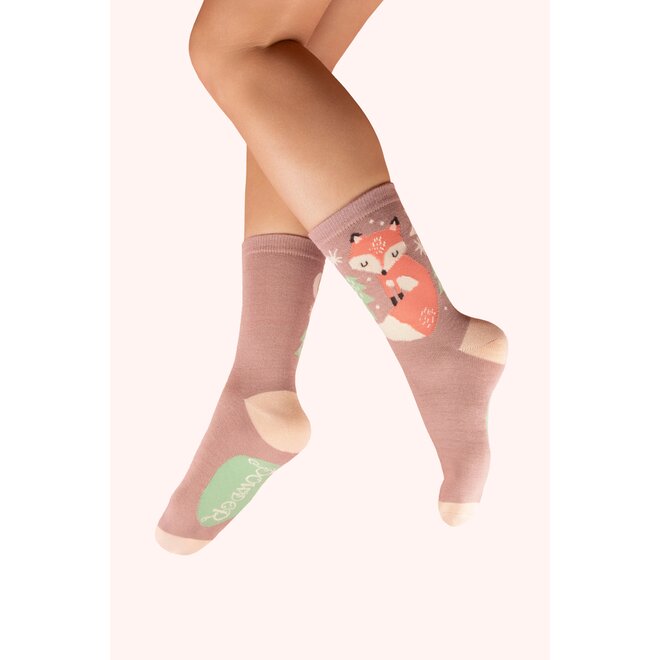 Scandi Fox Mocca Women's Ankle Socks