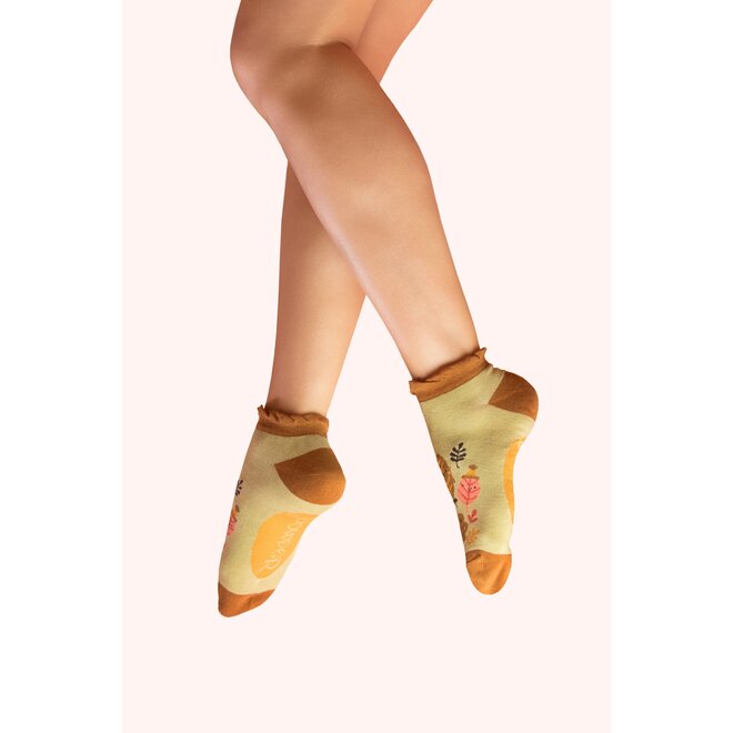 Happy Leaves Sage Women's Trainer Socks