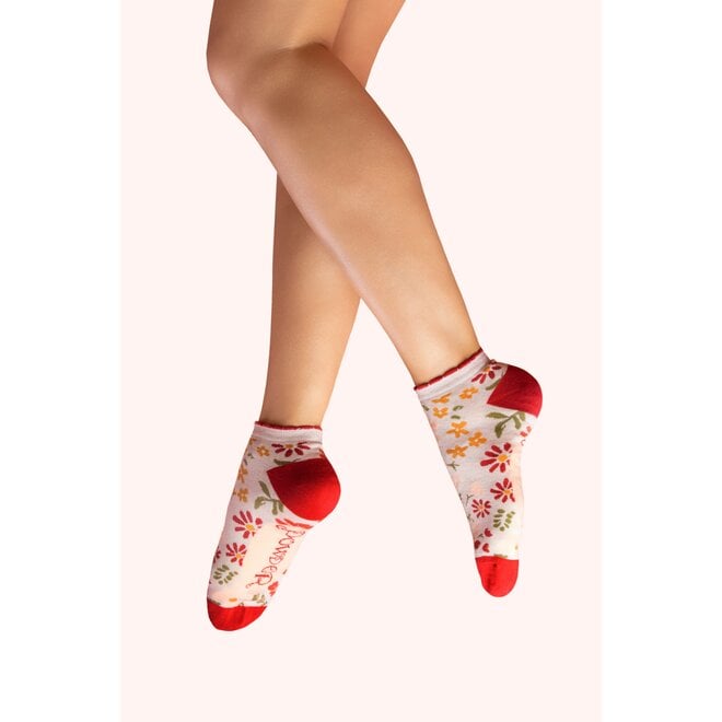 Wild Flowers Cream Women's Trainer Socks