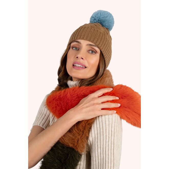 Elsa 3-tone Scarf (Tangerine, Mocca, Olive)