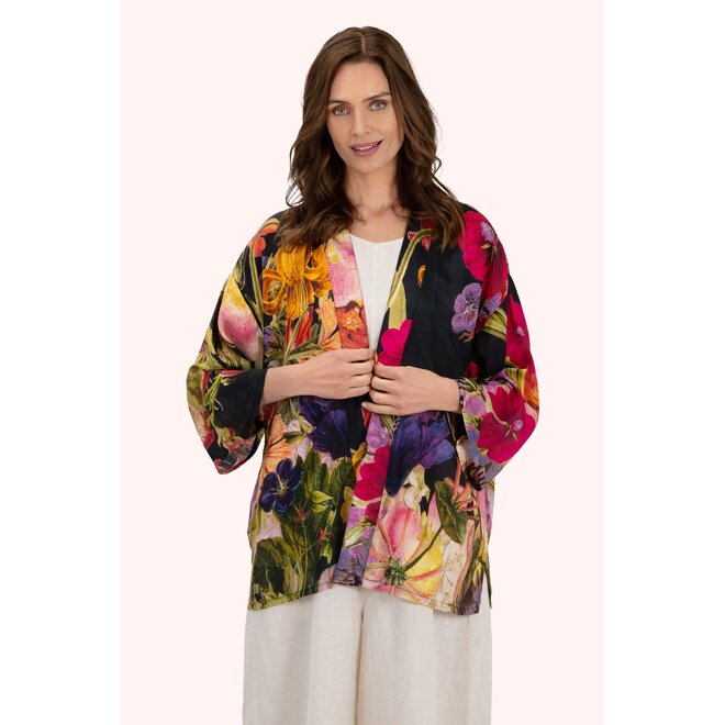 Midnight Posy Mid-Length Kimono