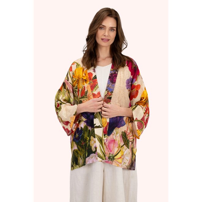 Cream Posy Mid-Length Kimono