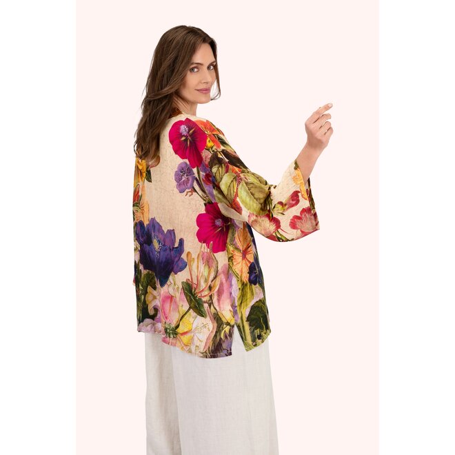 Cream Posy Mid-Length Kimono