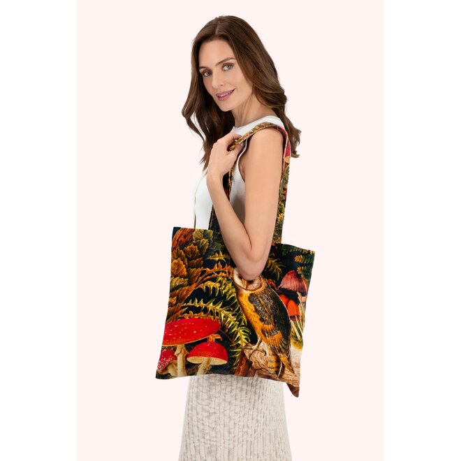 Wild Woodland Owl Velvet Tote Bag