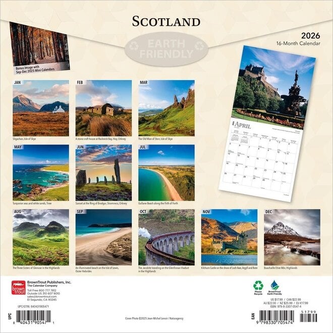 Scotland 2026 Square Wall Calendar