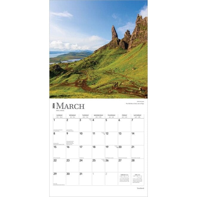 Scotland 2026 Square Wall Calendar