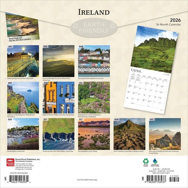 Ireland 2026 Square Wall Calendar