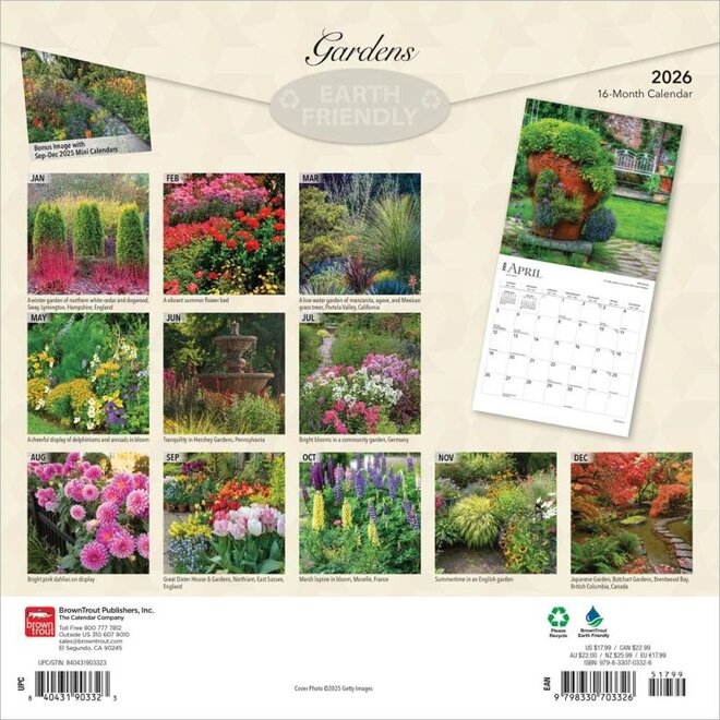 Gardens 2026 Wall Calendar
