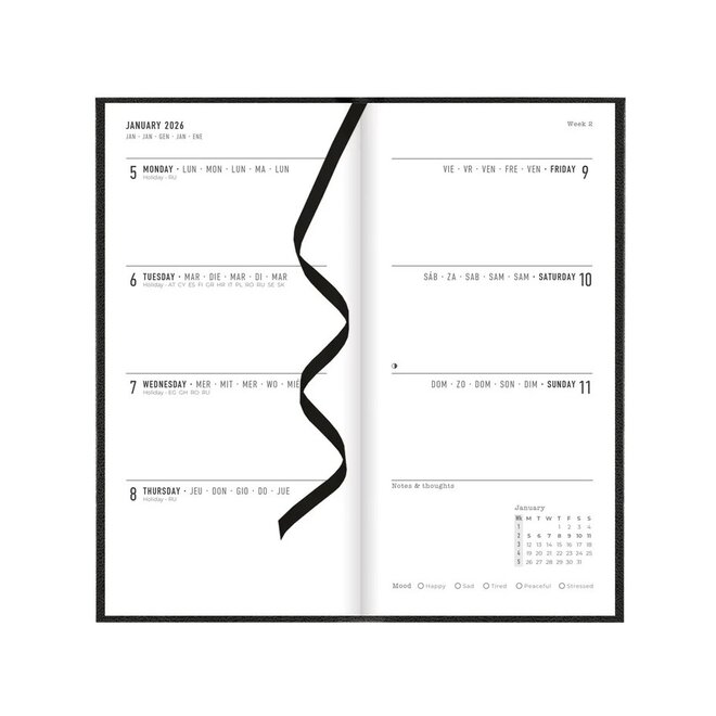 Principal Compact Week to View Planner 2026, Black