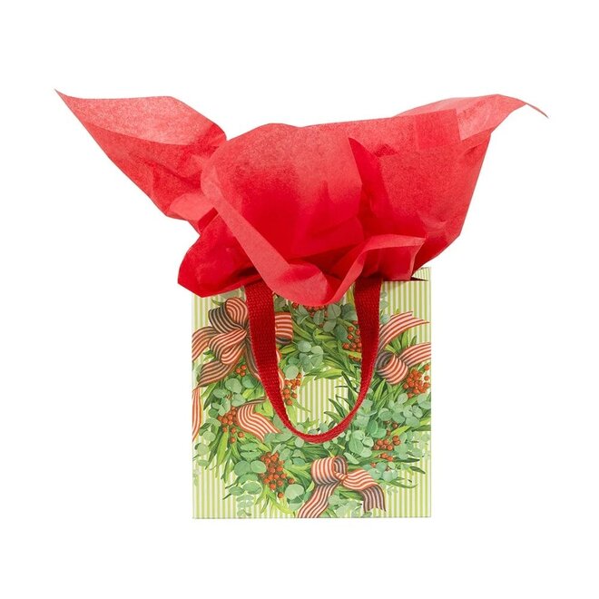 Ribbon Stripe Wreath Small Gift Bag