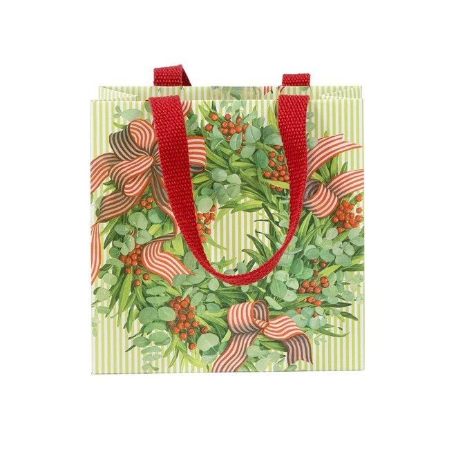Ribbon Stripe Wreath Small Gift Bag