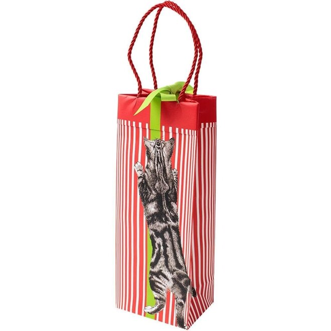 Curious Christmas Cats Bottle Gift Bag