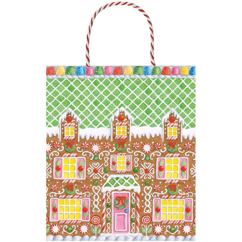 Caspari Gingerbread House Medium Gift Bag - British Isles