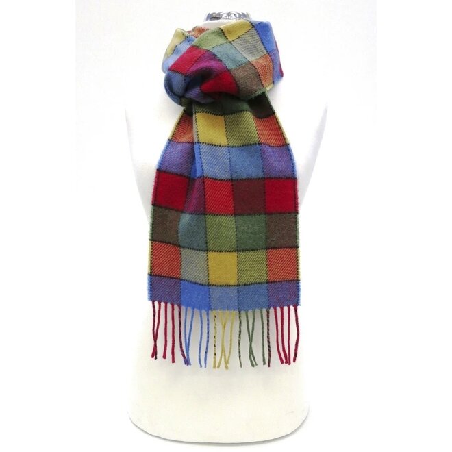 Calzeat of Scotland Lagos Funfair Border Lambswool Scarf