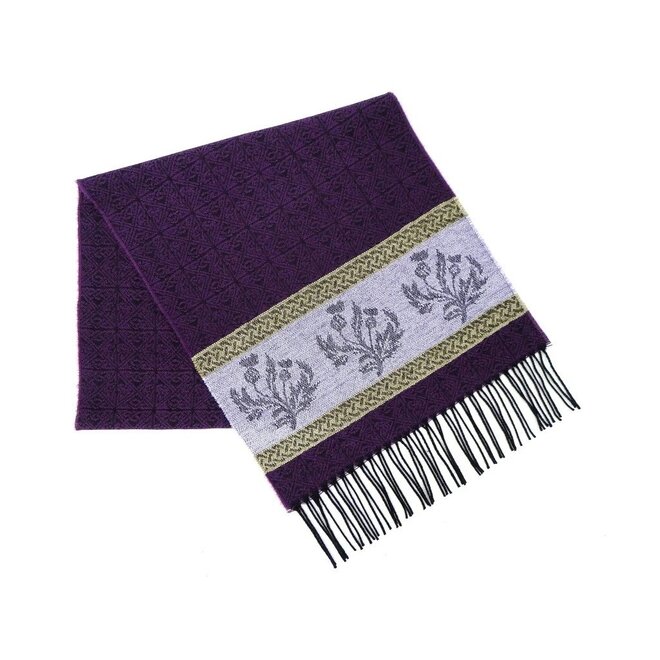 Calzeat of Scotland Celtic Alba Thistle Purple Jacquard Scarf