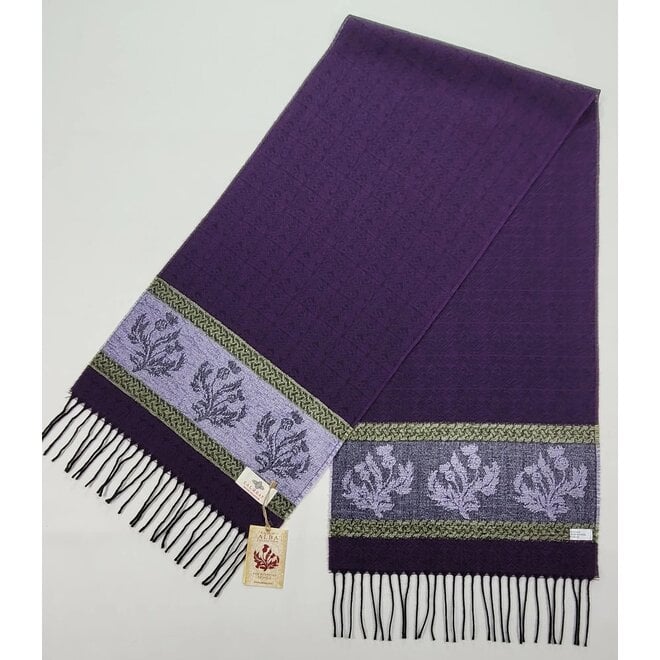 Calzeat of Scotland Celtic Alba Thistle Purple Jacquard Scarf