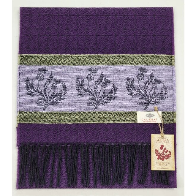 Calzeat of Scotland Celtic Alba Thistle Purple Jacquard Scarf