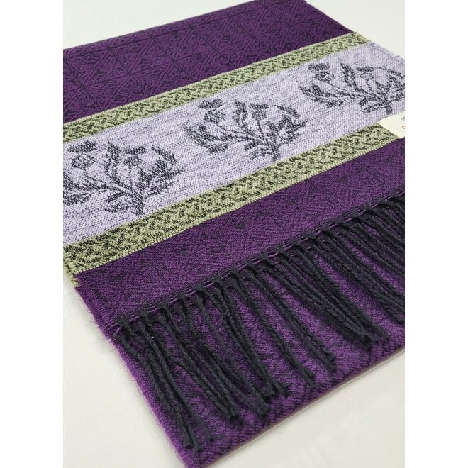 Calzeat of Scotland Celtic Alba Thistle Purple Jacquard Scarf