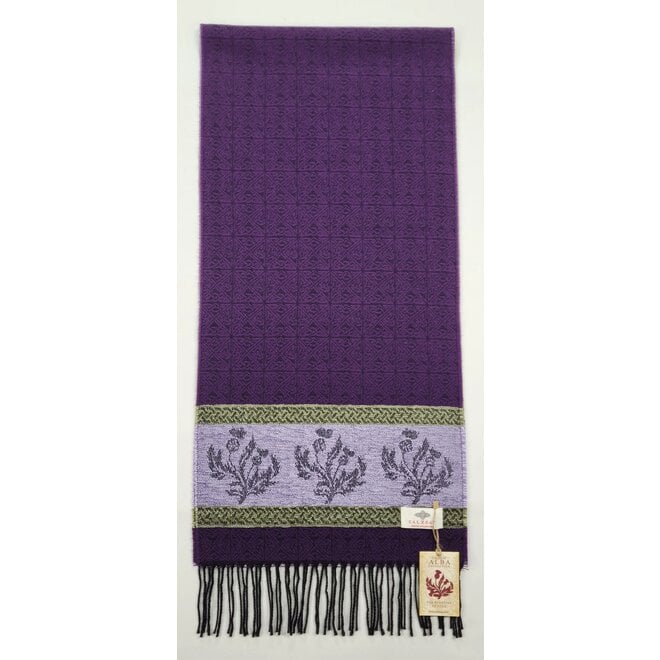 Calzeat of Scotland Celtic Alba Thistle Purple Jacquard Scarf