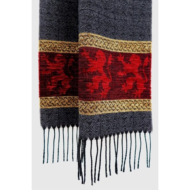 Calzeat of Scotland Celtic Alba Lion Red Jacquard Scarf